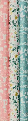 Produktbild von Baby Geburt Sortiment Babyparty Geschenkpapier Junge & Mädchen - 200 x 70 cm - 3 Rollen