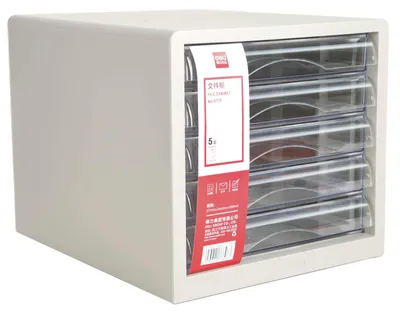 Imagen del producto de deli D360181 DELI Schubladenbox 5 Schubladen 27,5x34x26cm hellgrau