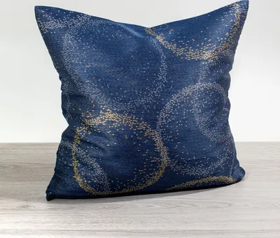 Produktbild von Kissen Deko von Lysel - blau Ringdesign 50x50 Polyester kissenbezug Dekokissen