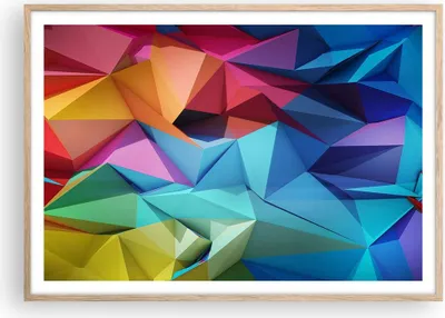 Produktbild von Gerahmtes Poster - Rahmen in heller Eiche - Formen futuristisch geometrisch - 100x70 cm - Wand Bild - Wanddeko - Wandbilder - Wandposter - Bilderrahmen - Bilder - Kunstdruck - P2NAA100x70-3027