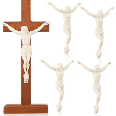 5er Set Jesus Statuen aus Kunststoff für DIY Kreuz Dekoration