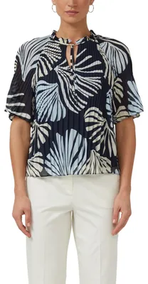 Produktbild von s.Oliver Damen Bluse – Chiffon, Plissee, Stehkragen