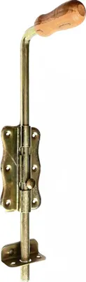 Produktbild von BKshop | Türriegel - 120x60 mm - Gelb Verzinkt - Für Türen und Schränke - Torriegel - WRG 120 - Rundbolzen - Griff aus Holz