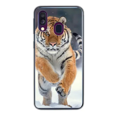 Produktbild von MuchoWow® Handyhülle Schutzhülle Hülle für Samsung Galaxy A40 Tiger - Landschaft - Schnee - Tiere Silikon Softcase Handy Hülle - Handy-Tasche