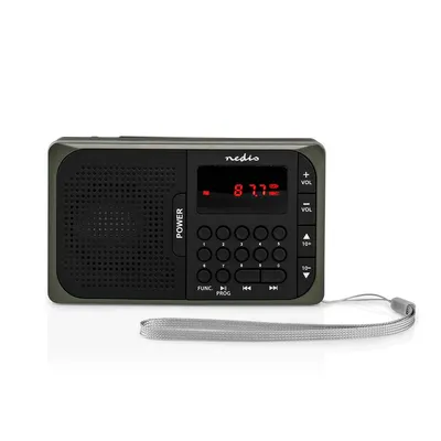 Image de Radio FM | Design portable | FM | Fonctionne sur piles/secteur | Numérique | 3,6 W | Taille de l'écran : 2,0 ' | Ecran noir et blanc | Sortie casque | Noir / Gris