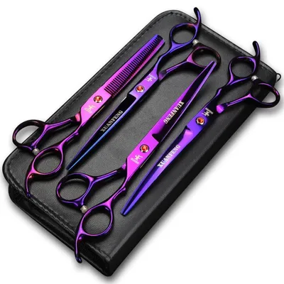 Produktbild von Set aus 4 professionellen Friseurschären aus Stahl