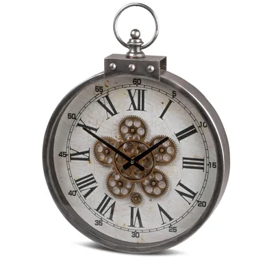 Produktbild von formano Moderne Wanduhr mit Beweglichen Zahnrädern 46cm Metall Clock Antikfinish