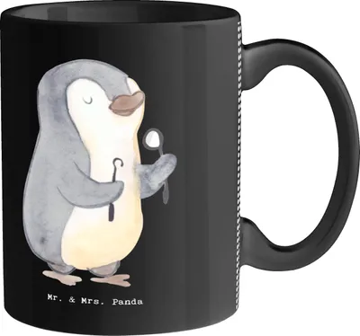 Produktbild von Mr. & Mrs. Panda Tasse Zahnarzthelfer Herz - Schwarz - Geschenk, Kaffeebecher, Becher, Kaffeetasse, Trinkbecher, Teetasse