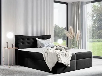 Obrázok produktu pre Hotelová dvojlôžková posteľ 200x200 PONCE - čierna + topper ZDARMA