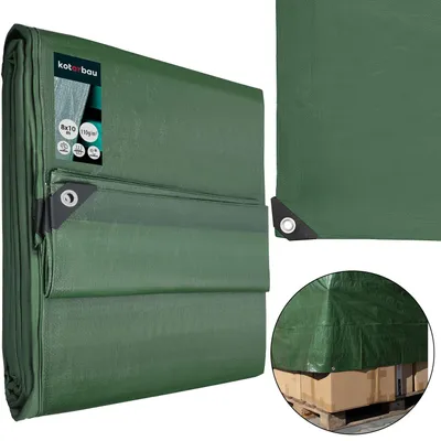Produktbild von KOTARBAU® Gewebeplane 8x10 m Grün 120g/m2 Abdeckplane Verstärkten Ösen Schutzplane Bauplane Wasserdicht Reißfest Industrieplane Jede Wetterlage, KI-generiertes Bild