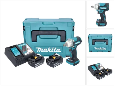 Immagine prodotto di Avvitatore a impulsi a batteria Makita DTW 301 RFJ 18 V 330 Nm 1/2" brushless + 2x batteria ricaricabile 3,0 Ah + caricabatterie + Makpac