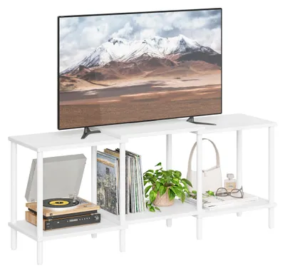 Productafbeelding van TV-kast, hout, 2 niveaus, open, wit, 120x40x50 cm, geschikt voor de woonkamer