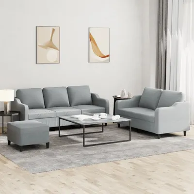 Produktbild von Cloris DesignMöbel 3-tlg. Sofagarnitur mit Kissen Hellgrau Stoff , Schlafsofas 2024 Neu