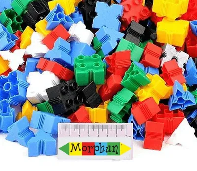 Produktbild von Morphun Junior Ergänzungsset 100 Teile – 6-seitig verbindbare Bausteine (Dreiecke & Quadrate, 3,2–5,5 cm, Plastik) – ab 4 Jahren, CE & EN71