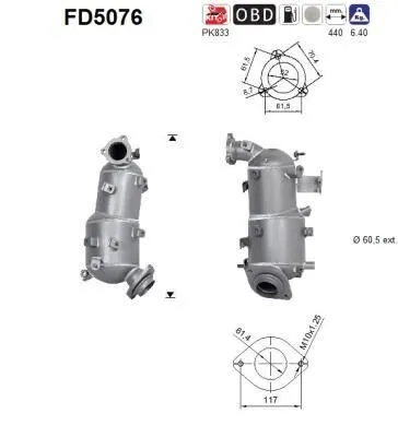 Produktbild von AS FD5076 Dieselpartikelfilter Rußpartikelfilter DPF für TOYOTA AURIS (NRE15, ZZE15, ADE15, ZRE15, NDE15) Euro 5 Abgasanlage Diesel