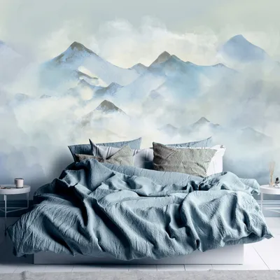 Produktbild von Vlies Fototapete Landschaft 400x280 cm Tapeten Wandtapete XXL Nebel Himmel Berge wie gemalt c-A-10012-a-a