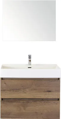 Produktbild von Badmöbel-Set Sanox Maxx XL BxHxT 81 x 183 x 45,5 cm Frontfarbe tabacco mit Waschtisch Keramik weiß und Keramik-Waschtisc