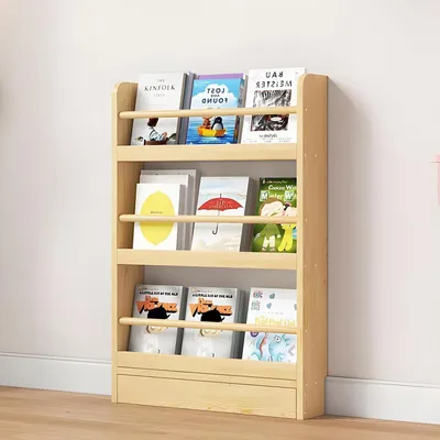 Image de Étagère murale en bois pour enfants, dimensions 50x10x89 cm
