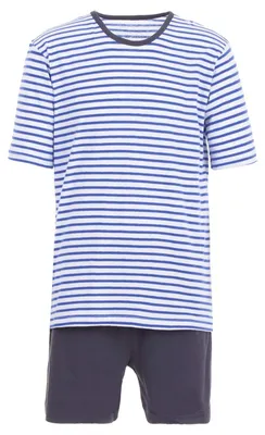 Produktbild von Kurze Pyjama für Herren – gestreift, mit kurzen Ärmeln – blau – Größe XL