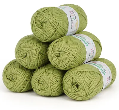 Produktbild von Häkelgarn Baumwolle 6 x 50g Bohnengrün 100% Baumwolle