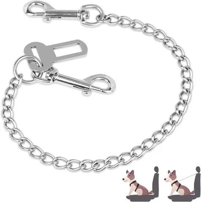 Produktbild von Sicherheitsgurt für Hunde - Kurz - 53 cm - Automobilgurt - Kauwveiliger - Rostfreier Stahl - Geeignet für kleine und große Hunde