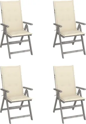Image de Chaises inclinables de jardin lot de 4 et coussins Bois acacia
