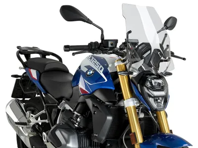 Zdjęcie produktu dla Wiatroszytna Puig New Generation Touring, wymiary 455 x 350 mm, z homologacją ABE, przeznaczona do motocykli BMW R1250R, rocznik 2023-2025