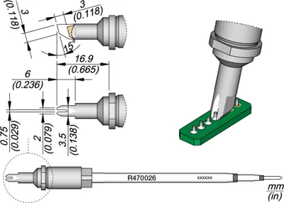 Produktbild von JBC Lötspitze Serie R470 Sondertypen, R470042/1,0 mm, Ziehlötspitze R470042