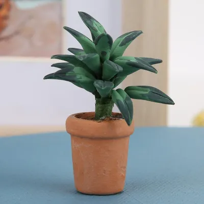 Obrázok produktu pre 1/12 Bábikový domček Zelené listy Kvetináč Mini model DIY Dekorácia Príslušenstvo Zelená