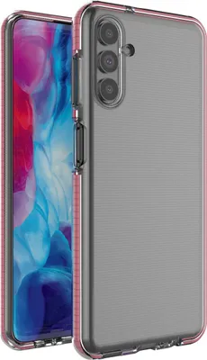 Produktbild von Samsung Galaxy A13 5G Hülle - Transparentes Silikon-Case mit farbigem Rahmen, hellrosa