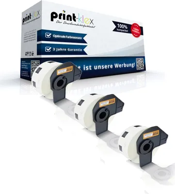 Produktbild von Print-Klex 3x Kompatible Etiketten-Rollen kompatibel mit Brother P-Touch DK-11218 P-Touch QL 500 P-Touch QL 500 A P-Touch QL 500 BS P-Touch QL 500 BW DK11218 DK 11218 24mm Durchmesser Büro Line Serie