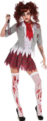 Produktbild von Blutiges Zombie Schulmädchen Kostüm für Damen, Größe:L