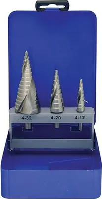 Obrázek produktu pro Sada stupňovitých vrtáků Strend Pro SS424, 4-12, 4-20, 4-32 mm, HSS 4241 spirála, do kovu