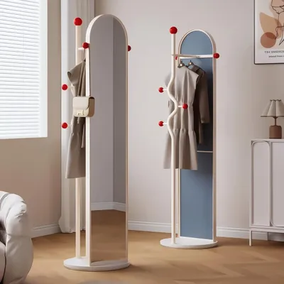 Produktbild von Spiegel Ganzkörperspiegel Standspiegel Multifunktionsspiegel Kleiderspiegel Heimspiegel Ganzkörperspiegel mit Stauraum Beige 175cm 【GYJ1033】