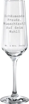 Produktbild von Mr. & Mrs. Panda Sektglas Mit Namen Personalisiertes Sektglas Freude - Transparent - Geschenk, Gravur, hochwertige Verarbeitung, Geschenke, Feierlichkeit, graviertes