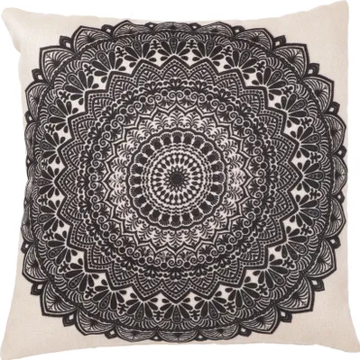 Produktbild von Ethno Kissenhülle, Boho Kissenbezug - Mandala 4, Schwarz, Viskose,Baumwolle, 40*40*0,5 cm, Zierkissen, Dekokissen, Sofakissen