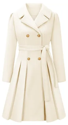 Produktbild von Solidchoice – Damen Wollmantel, langer Trenchcoat mit Gürtel