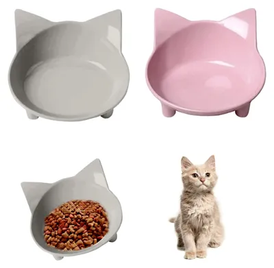 Produktbild von Katzenschüssel, 2er Set Fressnäpfe, rutschfest, zur Vermeidung von Schnurrhaarmüdigkeit