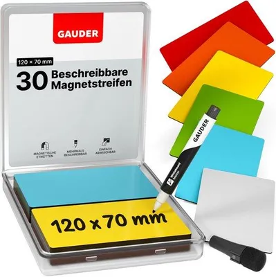 Zdjęcie produktu dla Paski magnetyczne do zapisu, magnetyczne tabliczki (30 sztuk, 120x70 mm)