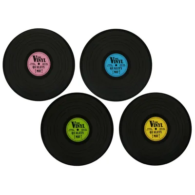 Produktbild von 4er Set Tischset Vinyl Schallplatte Ø 39 cm Platzmatte Rund Platzsets Tischmatte Tisch Untersetzer