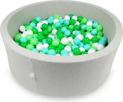 Produktbild von Bällebad 110x40cm hellgrau – Mit 500 Bällen / weiß, seladon, mint, grün