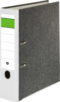 Produktbild von Ordner Wolkenmarmor 80mm grüner Balken Rücken weiß Packung mit 20 Stück