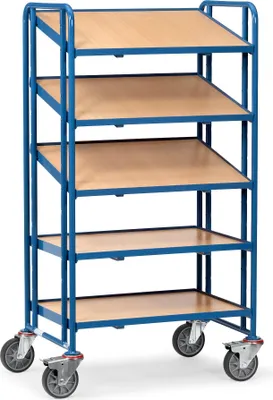 Produktbild von Fetra Eurokastenwagen mit 5 Holzwerkstoffböden LxB 820 x 610 mm, Tragkraft 300 kg