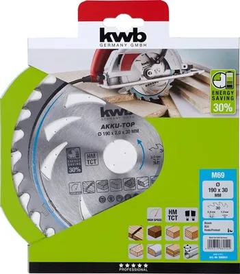 Produktbild von kwb 586954 Hartmetall Kreissägeblatt 190 x 30 x 1.3 mm Zähneanzahl: 30 1 St. (586954)