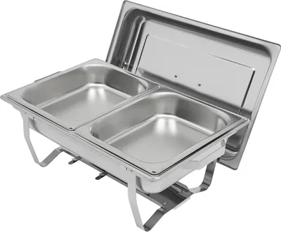 Produktbild von Chafing Dish Buffetwärmer - Set mit 2 Einsätzen - Edelstahl - Rechteckig - Für Catering & Buffet