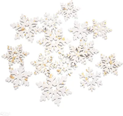 Image de Formes en bois - DPCraft - Flocons de neige 15pcs blanc doré