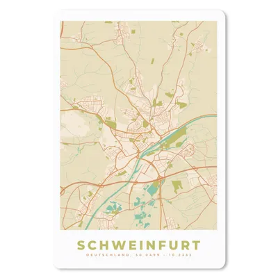 Produktbild von MuchoWow® Mauspad Mousepad Schweinfurt - Karte - Vintage - Stadtplan 18x27 cm - Mousepads - Maus Mat - Pad - Mausunterlage