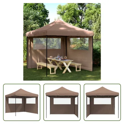 Obrázok produktu pre The Living Store Párty stan Skladací pop-up stan s 2 bočnými panelmi hnedý