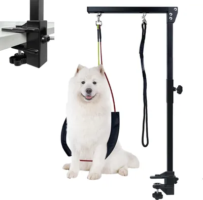 Produktbild von YARDIN Haustier Fellpflege Arm Faltbarer, Pet Grooming Arm mit Klemme, 35 Zoll Verstellbarer Tierpflegetisch Halftergeschirre, Hundefrisiertischarm 270° Drehung für Große und Kleine Hunde