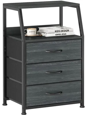 Image de Omgoods - Table de chevet avec 3 tiroirs - Petite table de nuit compacte avec espace de rangement